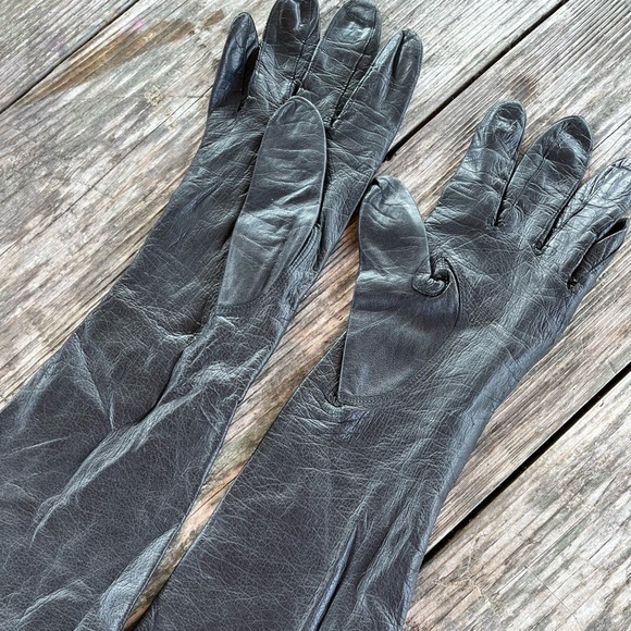 Accessories Vintage Long Black Leather Gloves Made In Italy No Rips